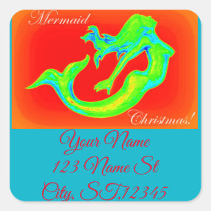 Adesivo Quadrado Natal alegre da sereia
