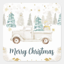 Natal Alegre Floral Caminhão Branco e Dourado de I