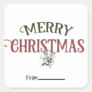Adesivo Quadrado Natal Antigo Férias Feliz Tipo de Feriado