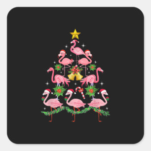 Adesivo Quadrado Natal - Árvore de Natal Bonita Flamingo