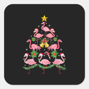 Adesivo Quadrado Natal - Árvore de Natal Bonita Flamingo
