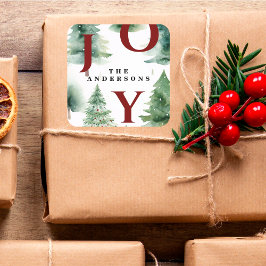 Adesivo Quadrado Natal Árvores Greenery Alegria Feriada