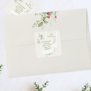 Adesivo Quadrado natal botânico creme de morango