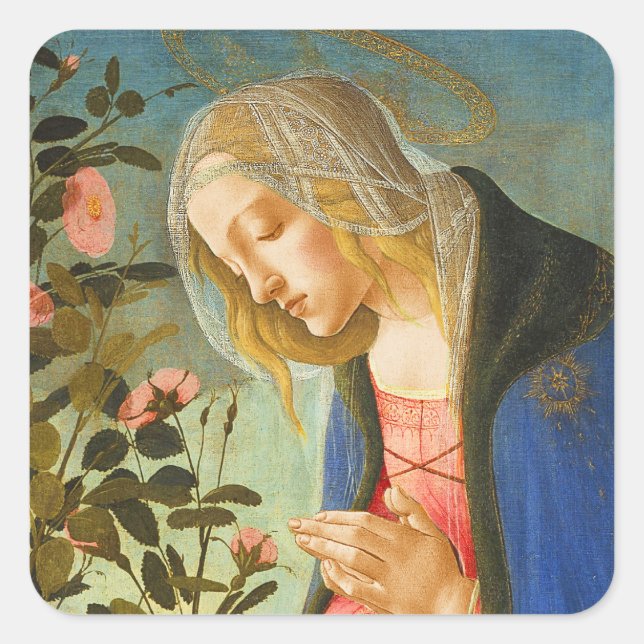 Adesivo Quadrado Natal Botticelli Madonna e Criança (Frente)