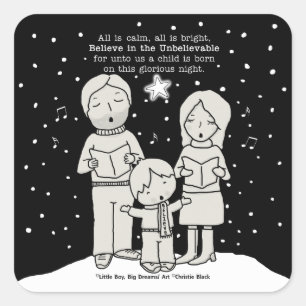 Adesivo Quadrado Natal Caroling