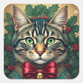 Adesivo Quadrado Natal Cat 2024