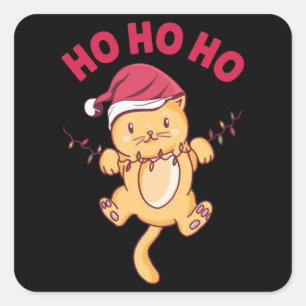 Adesivo Quadrado Natal Cat Ho Ho Ho Ho