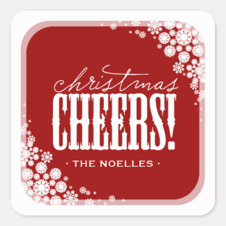 Adesivo Quadrado Natal Cheers Elegante Flocos de Neve Férias Modern