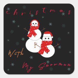 Adesivo Quadrado Natal Com Meu Neve | Vinheta de Natal