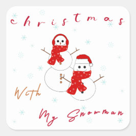 Adesivo Quadrado Natal Com Meu Neve | Vinheta de Natal