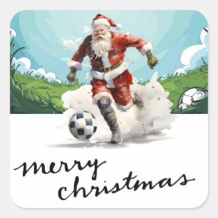 Adesivo Quadrado Natal com Papai Noel jogando bola