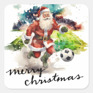Adesivo Quadrado Natal com Papai Noel jogando bola