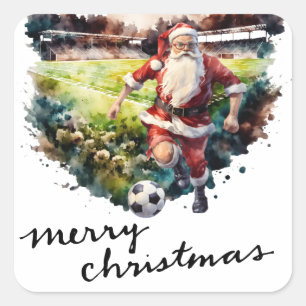 Adesivo Quadrado Natal com Papai Noel jogando bola