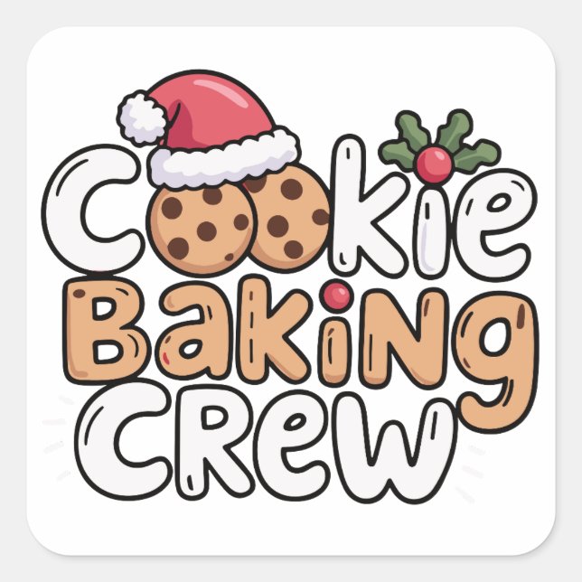 Adesivo Quadrado Natal Cookie Baking Crew Holiday (Frente)