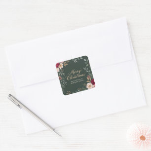 Adesivo Quadrado Natal Corporativo Botânico Elegante