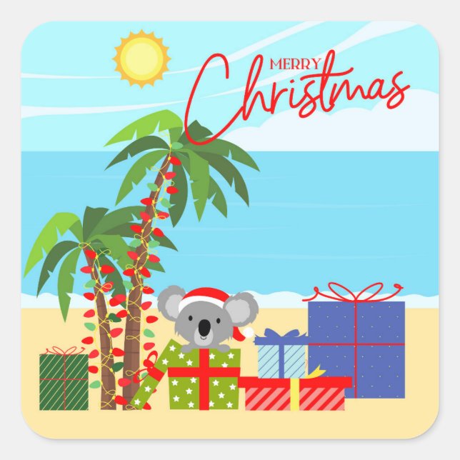 Adesivo Quadrado Natal da Austrália (Frente)