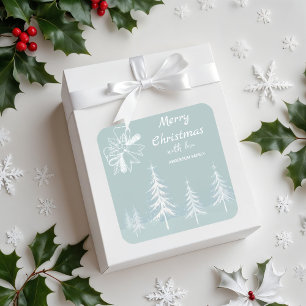 Adesivo Quadrado Natal da Cena de Inverno Snowy