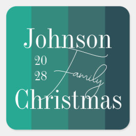 Adesivo Quadrado Natal da família verde personalizada
