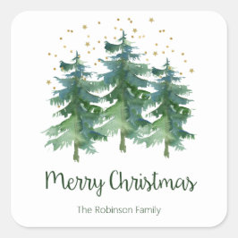 Adesivo Quadrado Natal da Floresta de inverno