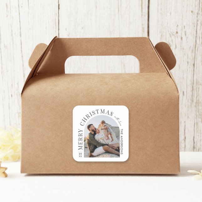 Adesivo Quadrado Natal da tipografia moderna (Criador carregado)