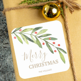 Adesivo Quadrado Natal de Azevinho e Frutas