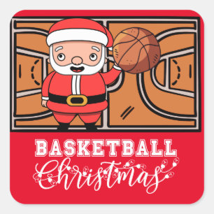 Adesivo Quadrado Natal de basquete para o Papai Noel