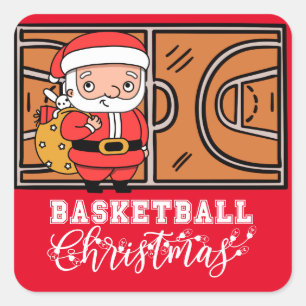 Adesivo Quadrado Natal de basquete para o Papai Noel