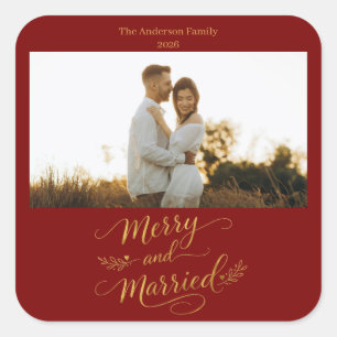 Adesivo Quadrado Natal de Casados Personalizado Casamento