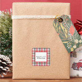 Adesivo Quadrado Natal de Férias de Inverno da xadrez Personalizado
