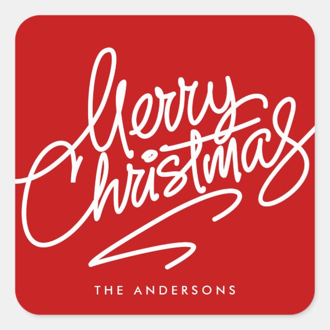 ADESIVO QUADRADO NATAL DE MERCADORIAS COM LETRA MÃO | PILHA DE FERI (Frente)