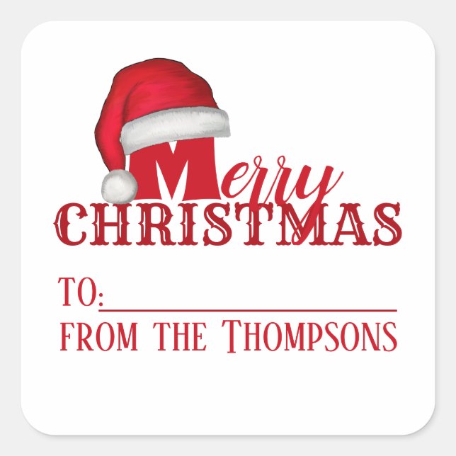 Adesivo Quadrado Natal de Natal de Natal Feriado Quente (Frente)