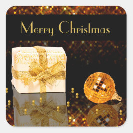Adesivo Quadrado Natal de Ouro
