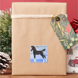 Adesivo Quadrado Natal de Pé de Cavalo Negro