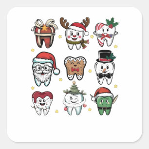 Adesivo Quadrado Natal Dentista da Esquadra Dental Natal Natal Nata