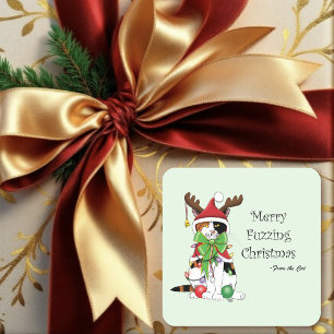 Adesivo Quadrado Natal desfocado da Feliz