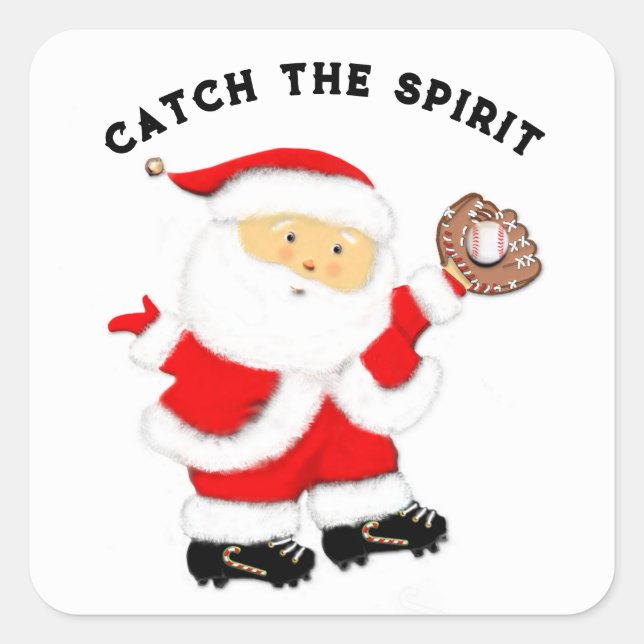 Adesivo Quadrado Natal do Baseball (Frente)