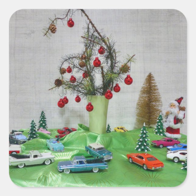 Adesivo Quadrado Natal do carro clássico (Frente)