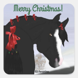 Adesivo Quadrado Natal do Cavalo Árabe Negro