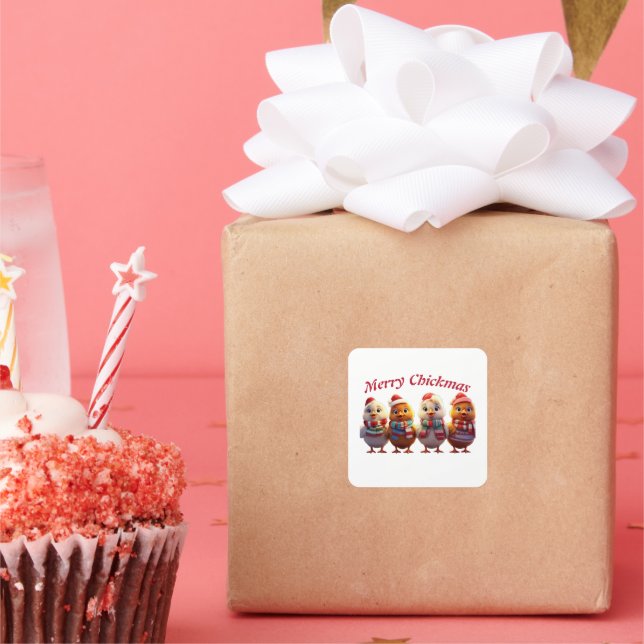 Adesivo Quadrado Natal do Chickmas feliz (Festa)