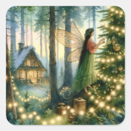 Adesivo Quadrado Natal do Cottage Core Whimsic