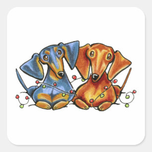 Adesivo Quadrado Natal do Dachshund
