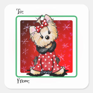 Adesivo Quadrado Natal do KiniArt Yorkie
