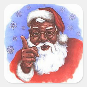 Adesivo Quadrado Natal do Papai Noel Africano Negro