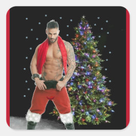 Adesivo Quadrado Natal dos Papais noeis Hunk Buff mais quentes