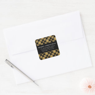 Adesivo Quadrado Natal Dourado Simples e Clássico