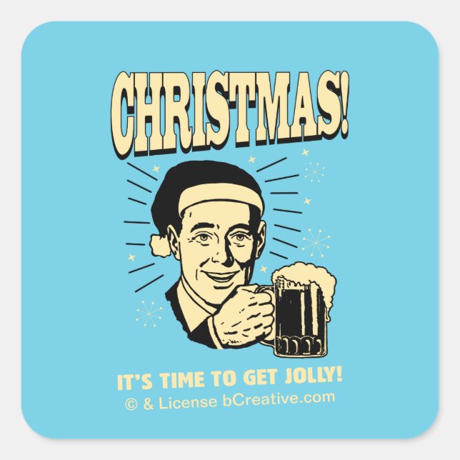 Adesivo Quadrado Natal: É hora de pegar a Jolly (Frente)