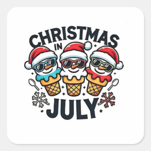 Adesivo Quadrado Natal em 4 de Julho de Sorvete EUA