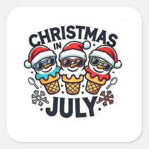 Adesivo Quadrado Natal em 4 de julho Sorvete EUA