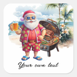 Adesivo Quadrado Natal em julho com Papais noeis no feriado de prai