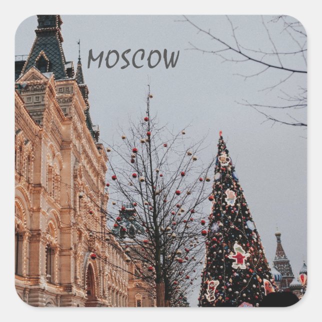 Adesivo Quadrado Natal em Moscou (Frente)